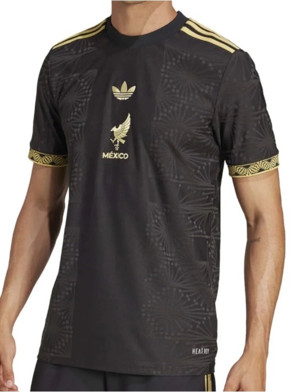 adidas RARE México de Oro Black and Gold Soccer Jersey NWT Small - Picture 3 of 9